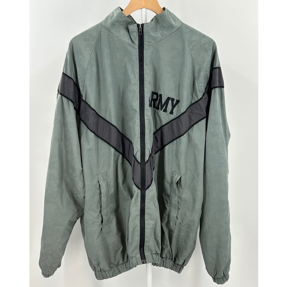 US Army IPFU Training Jacket Grey Digital‎ Camo Windbreaker Large Long Tactical